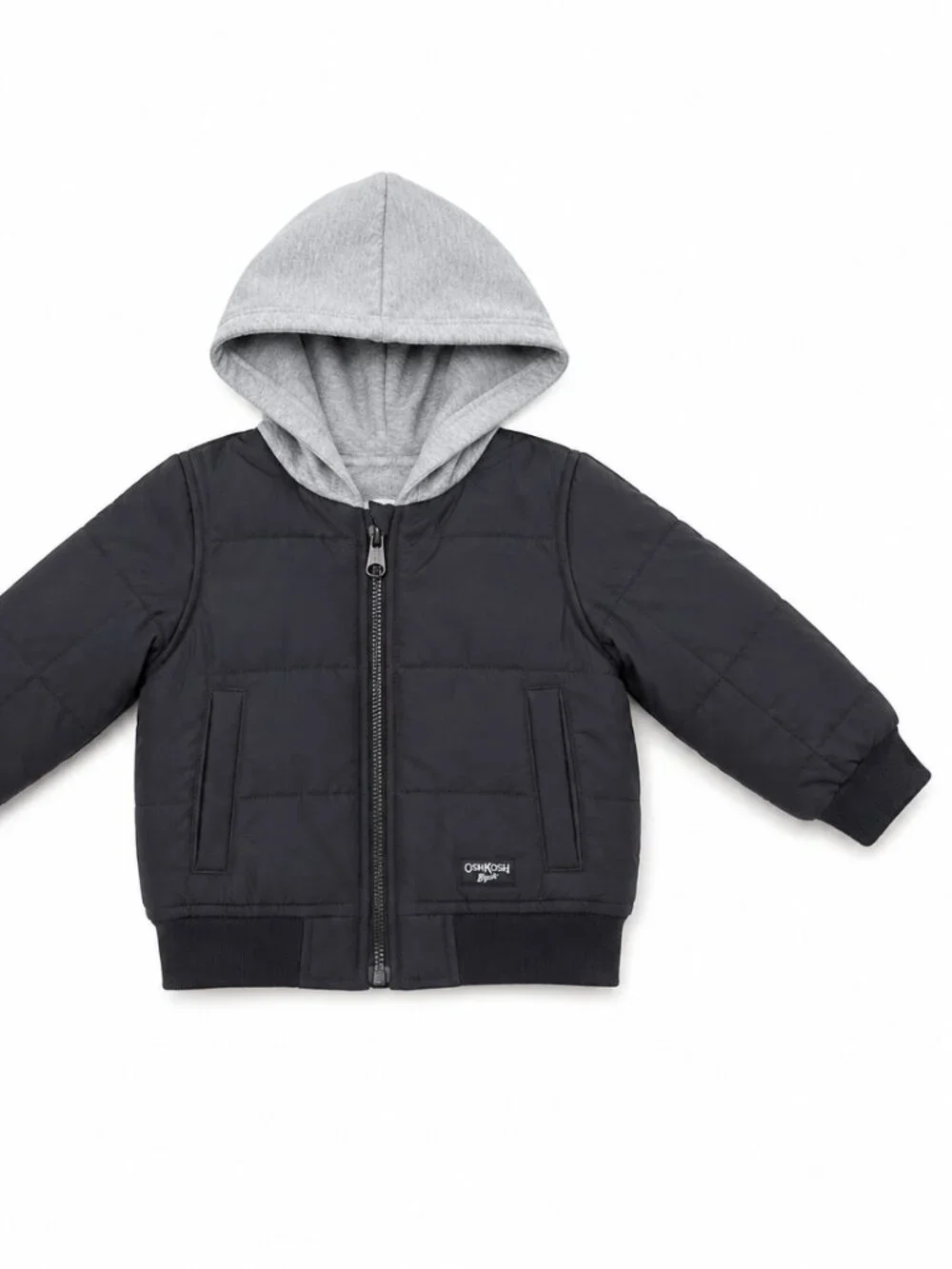 NWT OshKosh B’gosh Toddler Boy Jacket 2T Black Puffer Hooded Coat